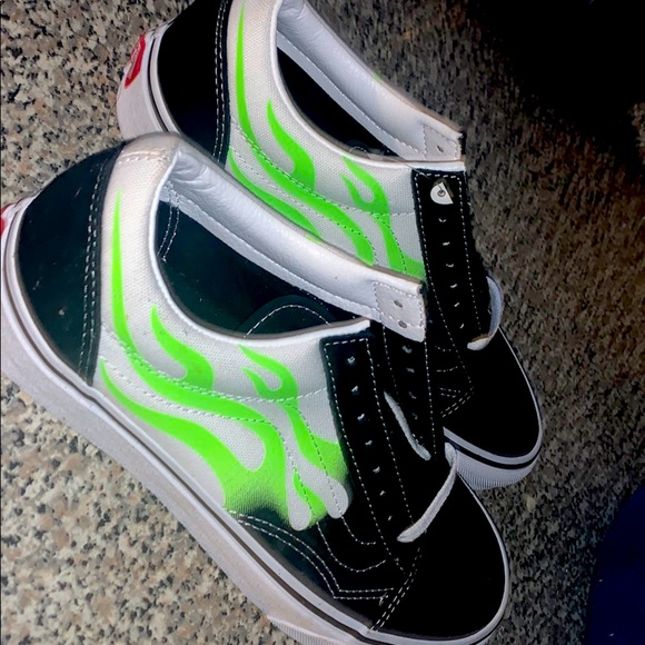 vans green flame old skool